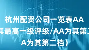 杭州配资公司一览表AAA为其最高一级评级/AA为其第二档）