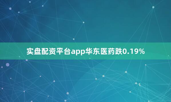 实盘配资平台app华东医药跌0.19%